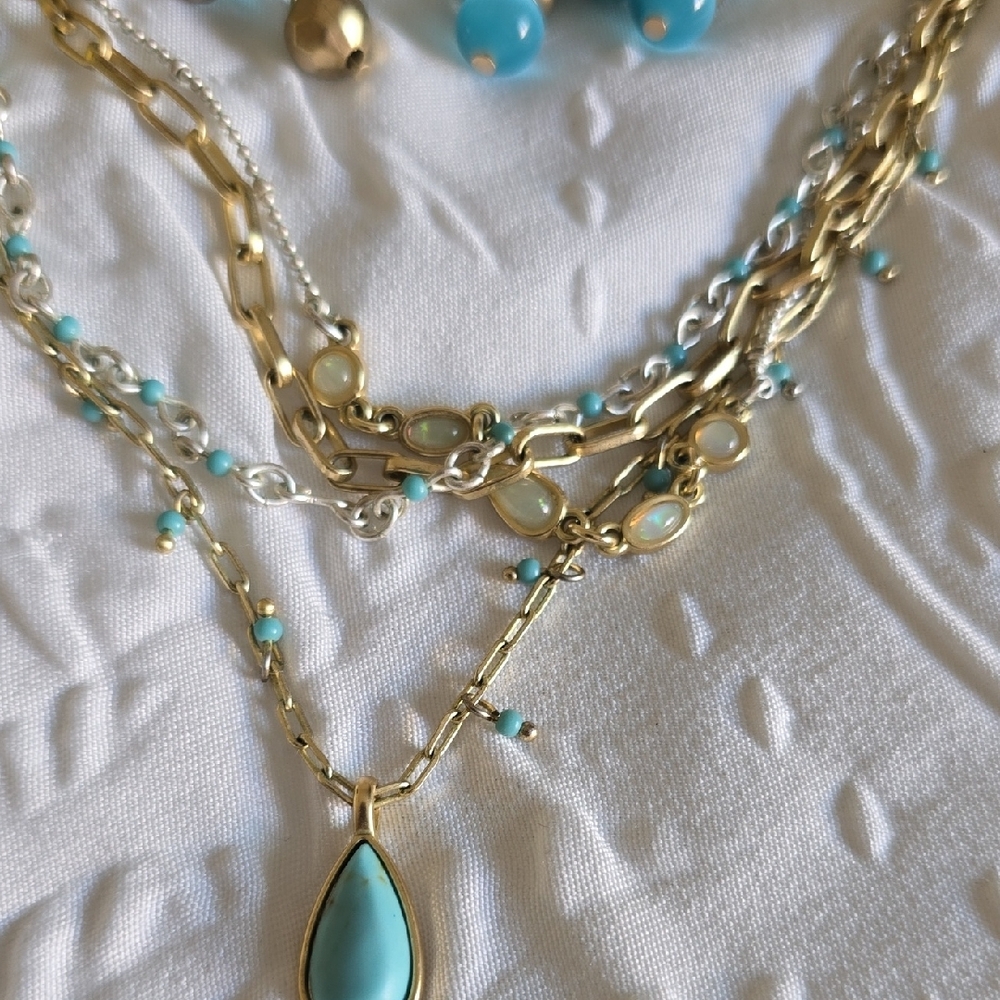 Elegant Gold and Turquoise Jewelry Set - Picture 3 of 4